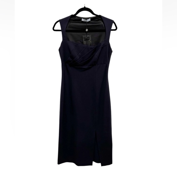Blumarine Sheath Dress Midi Women's Size I 44 US 8 Navy Party Cocktail Italy NWT - Picture 2 of 8